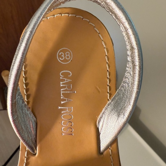 Carla Rossi Green Suede Silver Slingback Sandals Size 38 (US 7.5-8) - Picture 3 of 4